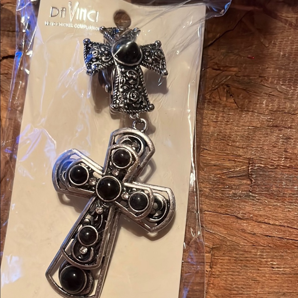 Silver and Black Cross Pendant